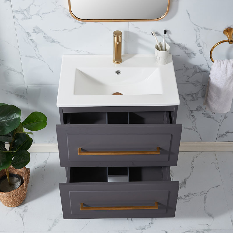 Mercer41 Marylee 24'' Dark Grey Modern Freestanding 2drawer Single